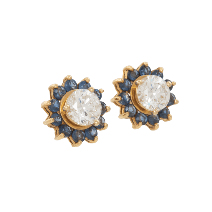10k Gold x Vintage Blue Sapphire Earring Stud Jackets - Kingdom Jewelry