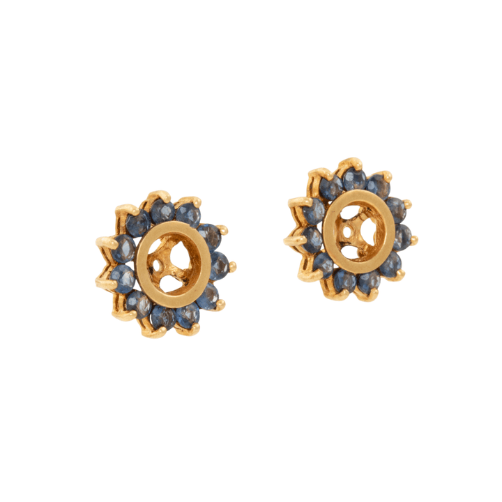 10k Gold x Vintage Blue Sapphire Earring Stud Jackets - Kingdom Jewelry
