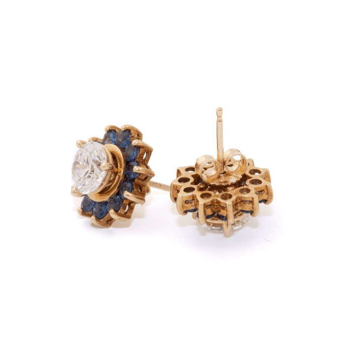 10k Gold x Vintage Blue Sapphire Earring Stud Jackets - Kingdom Jewelry