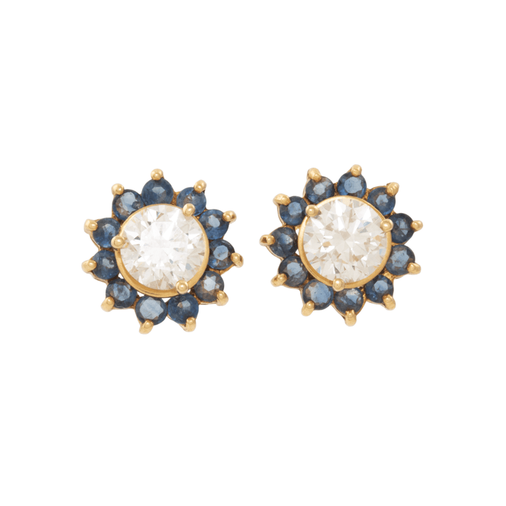 10k Gold x Vintage Blue Sapphire Earring Stud Jackets - Kingdom Jewelry