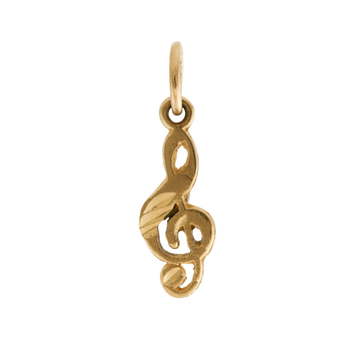10k Gold x Vintage "Clef" Music Note Charm Pendant - Kingdom Jewelry