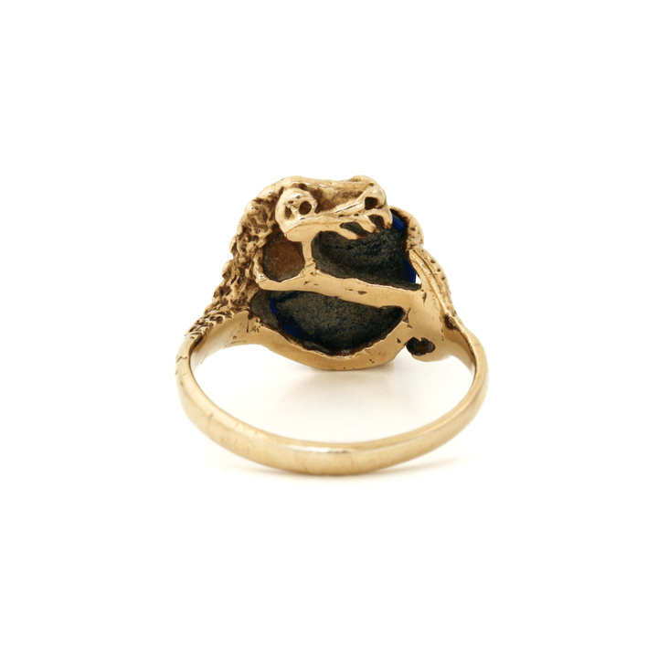 10k Gold x Vintage Lapis Lazuli "Coiled Beast" Cocktail Ring - Kingdom Jewelry