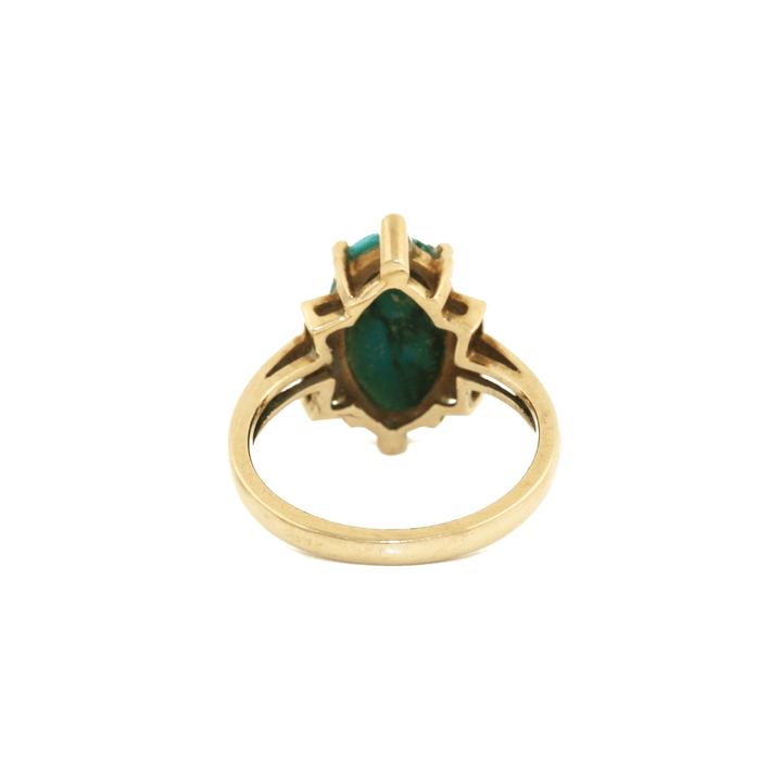 10k Gold x Vintage Marquise - Cut Egyptian Turquoise Cocktail Ring - Kingdom Jewelry
