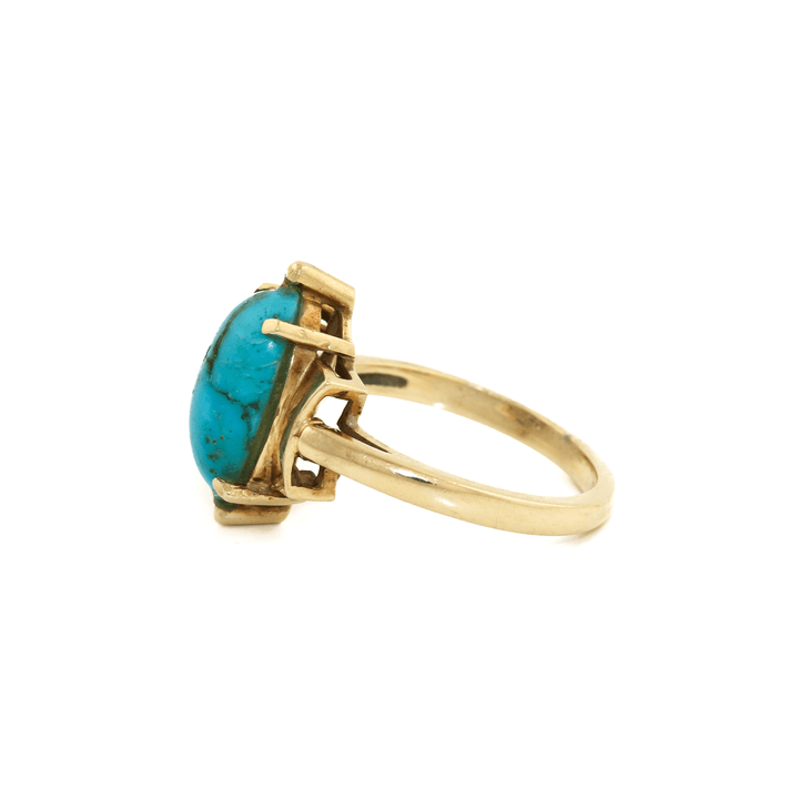 10k Gold x Vintage Marquise - Cut Egyptian Turquoise Cocktail Ring - Kingdom Jewelry