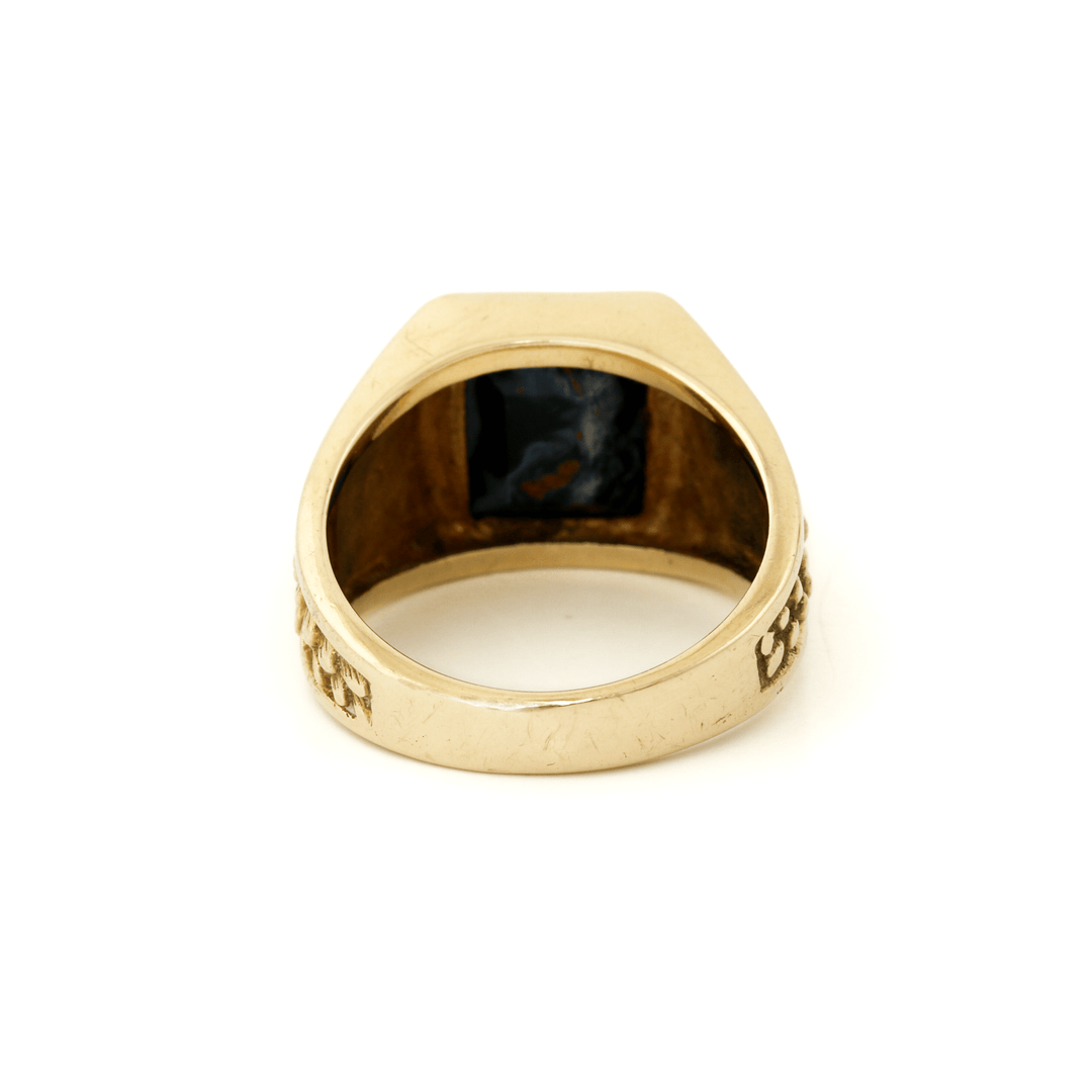 10k Gold x Vintage Pietersite Inlay Square Signet - Kingdom Jewelry