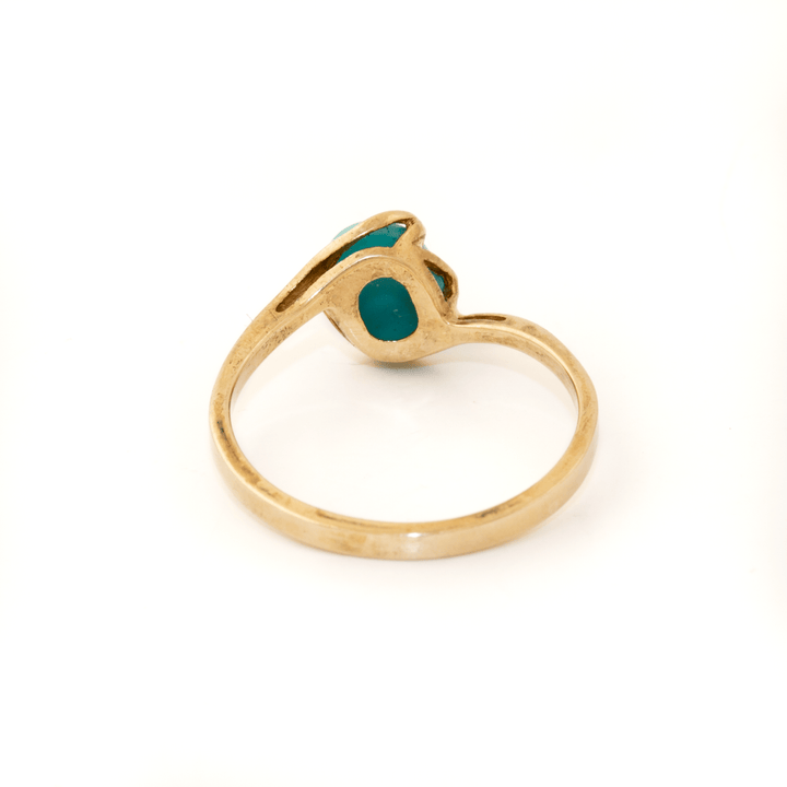 10k Gold x Vintage Robin's Egg Sleeping Beauty Turquoise Solitaire Signet - Kingdom Jewelry