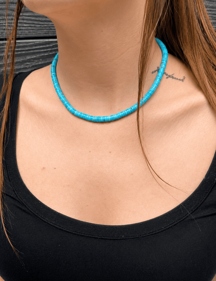 10K Heishi Blue Ridge Turquoise Beaded Necklace - Kingdom Jewelry