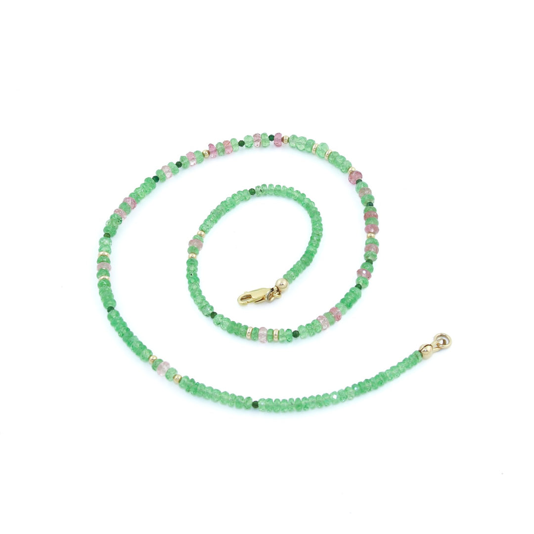 10k x Tsavorite & Tourmaline Beaded Gemstone Necklace - Kingdom Jewelry