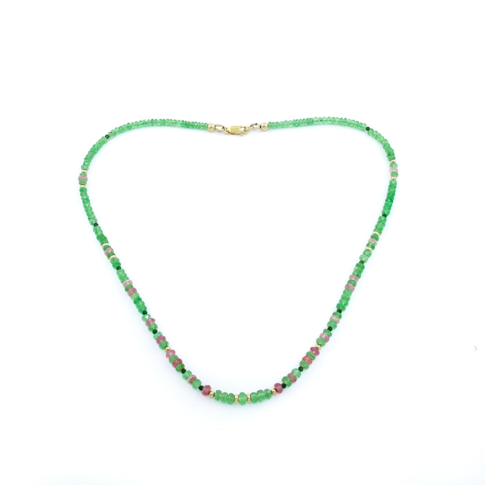 10k x Tsavorite & Tourmaline Beaded Gemstone Necklace - Kingdom Jewelry