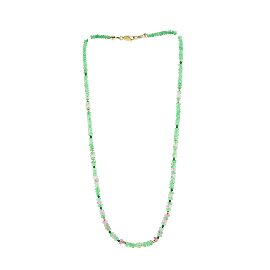 10k x Tsavorite & Tourmaline Beaded Gemstone Necklace - Kingdom Jewelry