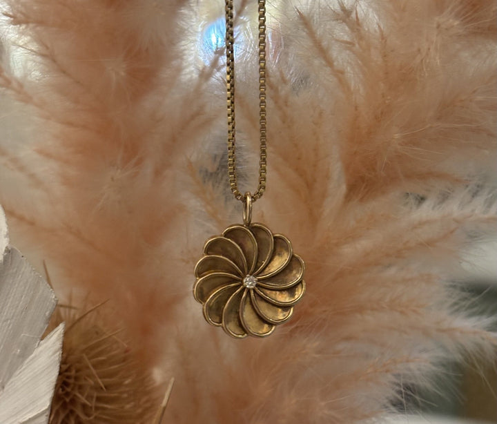 10k Yellow Gold x Diamond Mid - Century Pendant - Kingdom Jewelry