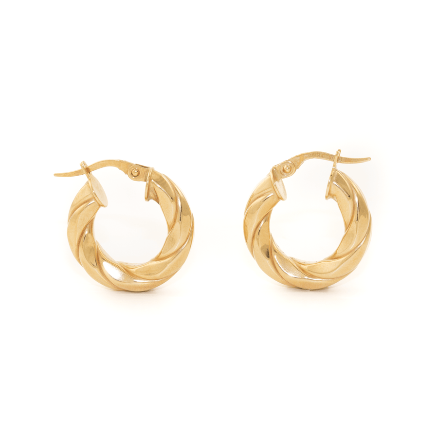 10k Yellow Gold x Polished Double Twist Hoop Earrings - Kingdom Jewelry