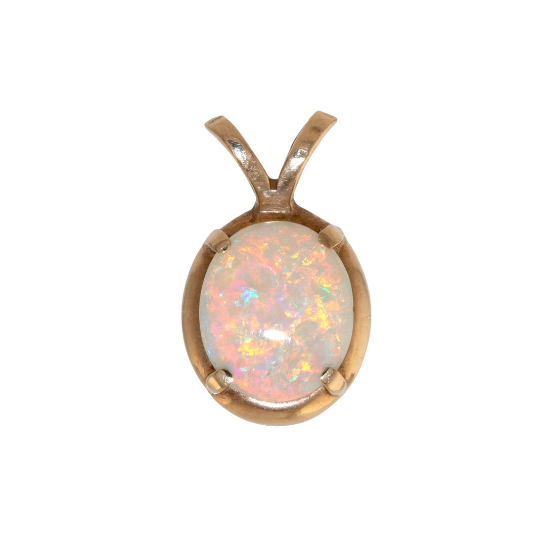10k Yellow Gold x Vintage Oval Opal Cabochon Pendant - Kingdom Jewelry