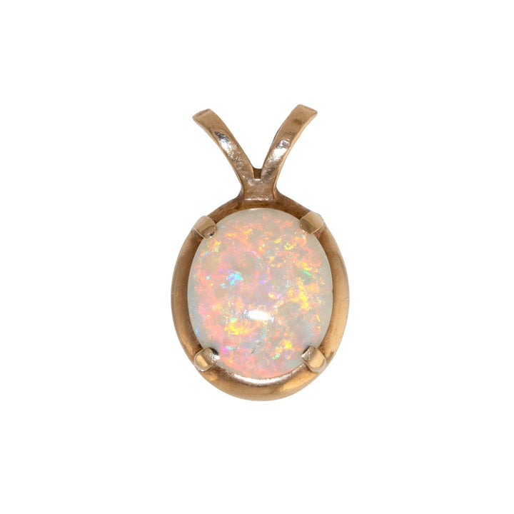 10k Yellow Gold x Vintage Oval Opal Cabochon Pendant - Kingdom Jewelry
