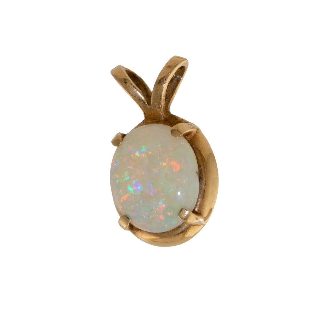 10k Yellow Gold x Vintage Oval Opal Cabochon Pendant - Kingdom Jewelry