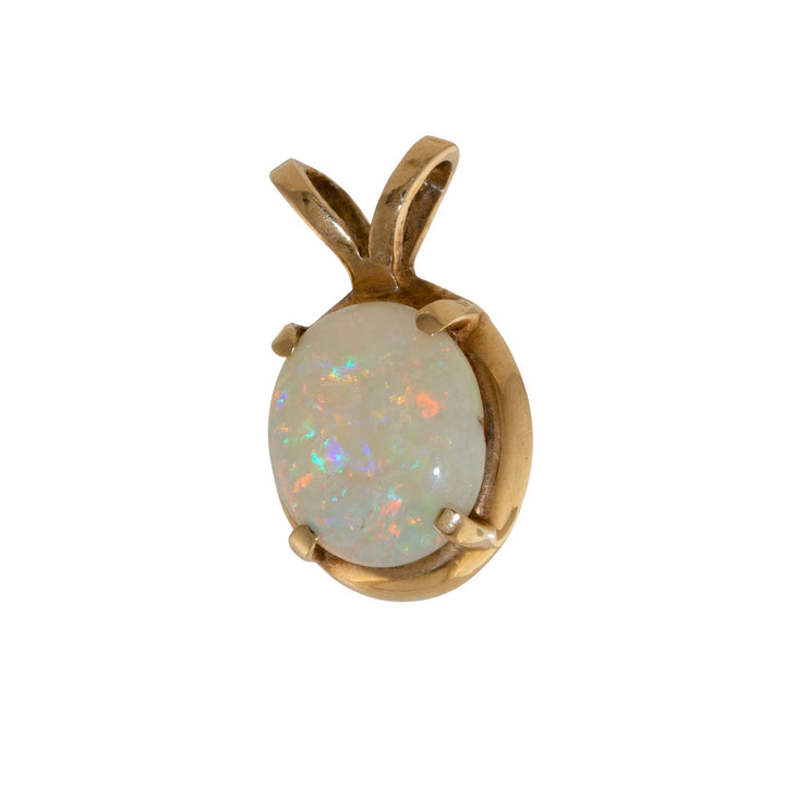 10k Yellow Gold x Vintage Oval Opal Cabochon Pendant - Kingdom Jewelry