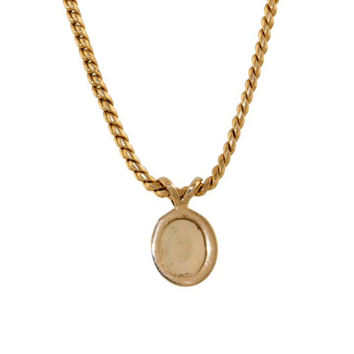 10k Yellow Gold x Vintage Oval Opal Cabochon Pendant - Kingdom Jewelry