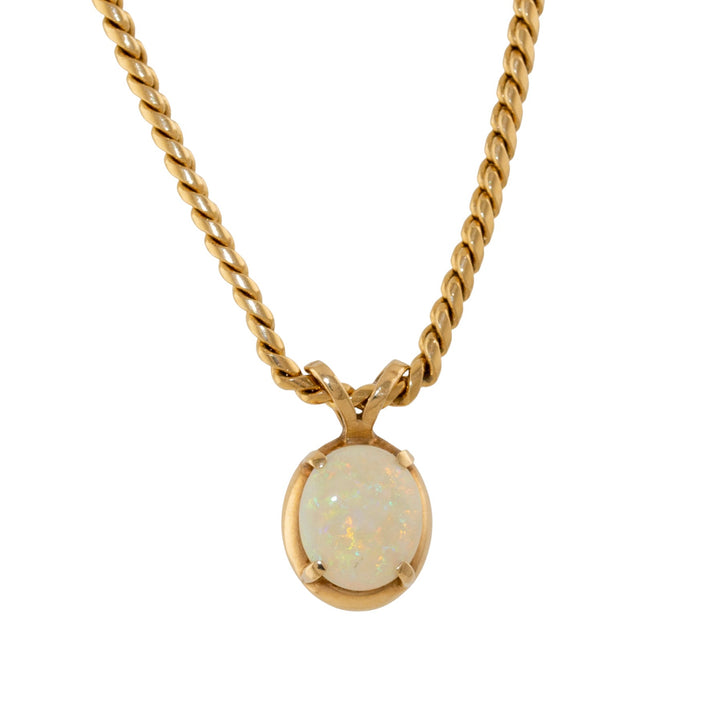 10k Yellow Gold x Vintage Oval Opal Cabochon Pendant - Kingdom Jewelry