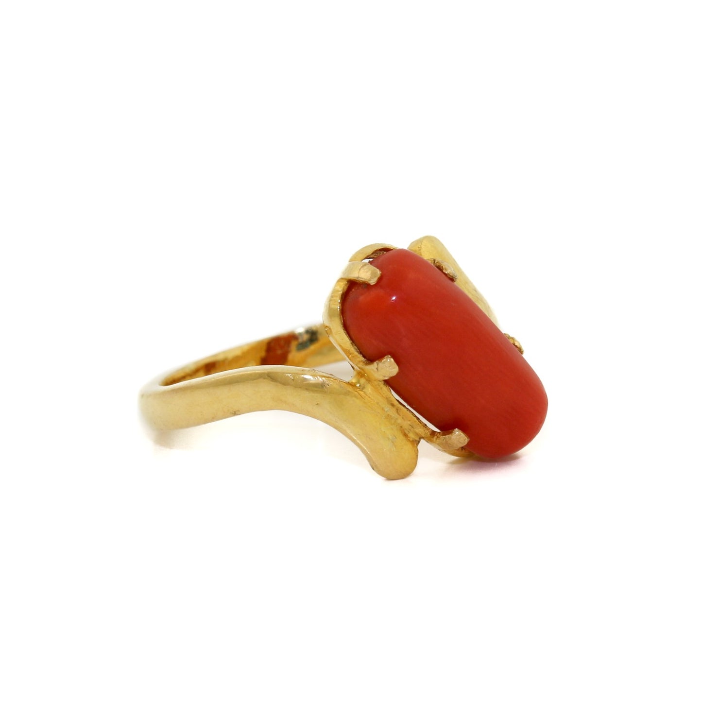14 K Gold x Red Coral Cocktail Ring - Kingdom Jewelry