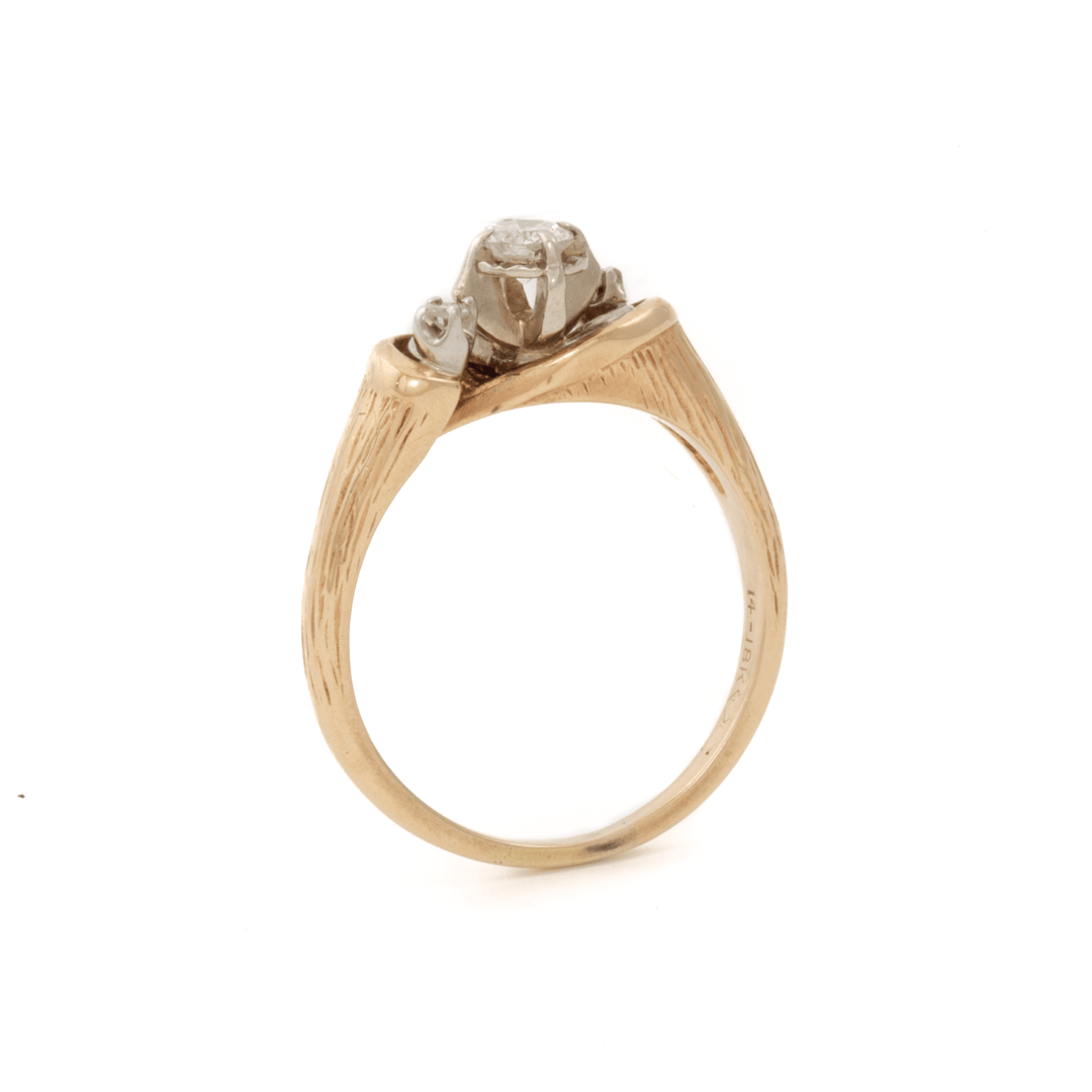 14k & 18k Gold x Vintage Woodgrain Engagement Ring - Kingdom Jewelry