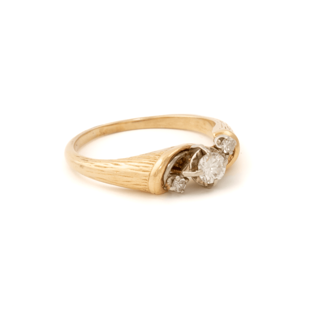 14k & 18k Gold x Vintage Woodgrain Engagement Ring - Kingdom Jewelry