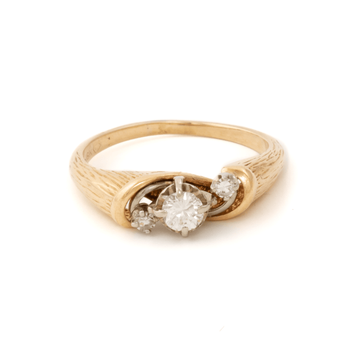 14k & 18k Gold x Vintage Woodgrain Engagement Ring - Kingdom Jewelry