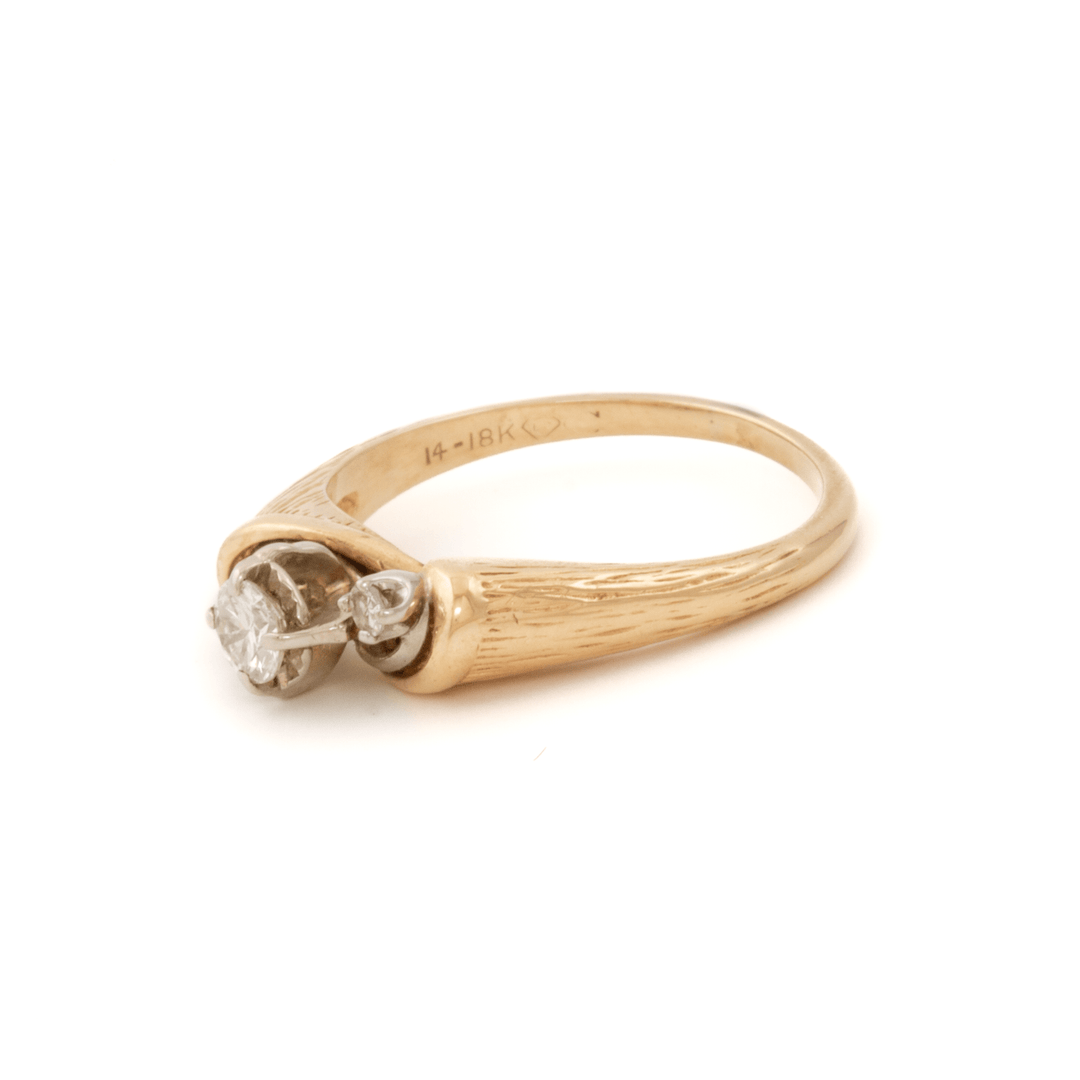 14k & 18k Gold x Vintage Woodgrain Engagement Ring - Kingdom Jewelry