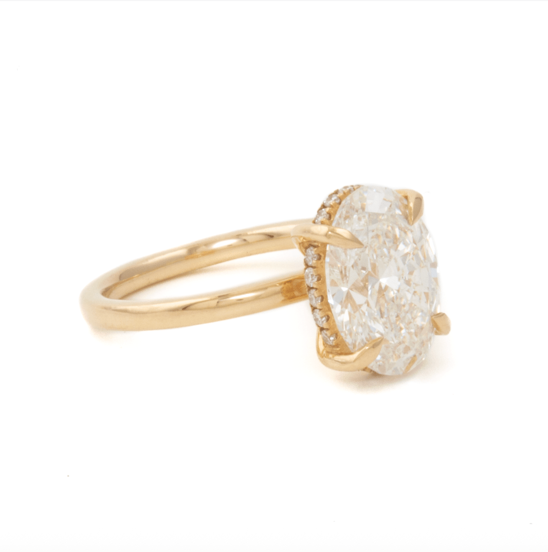 14k 3.51ct E VS1 Solitaire Oval Hidden Halo Engagement Ring - Kingdom Jewelry