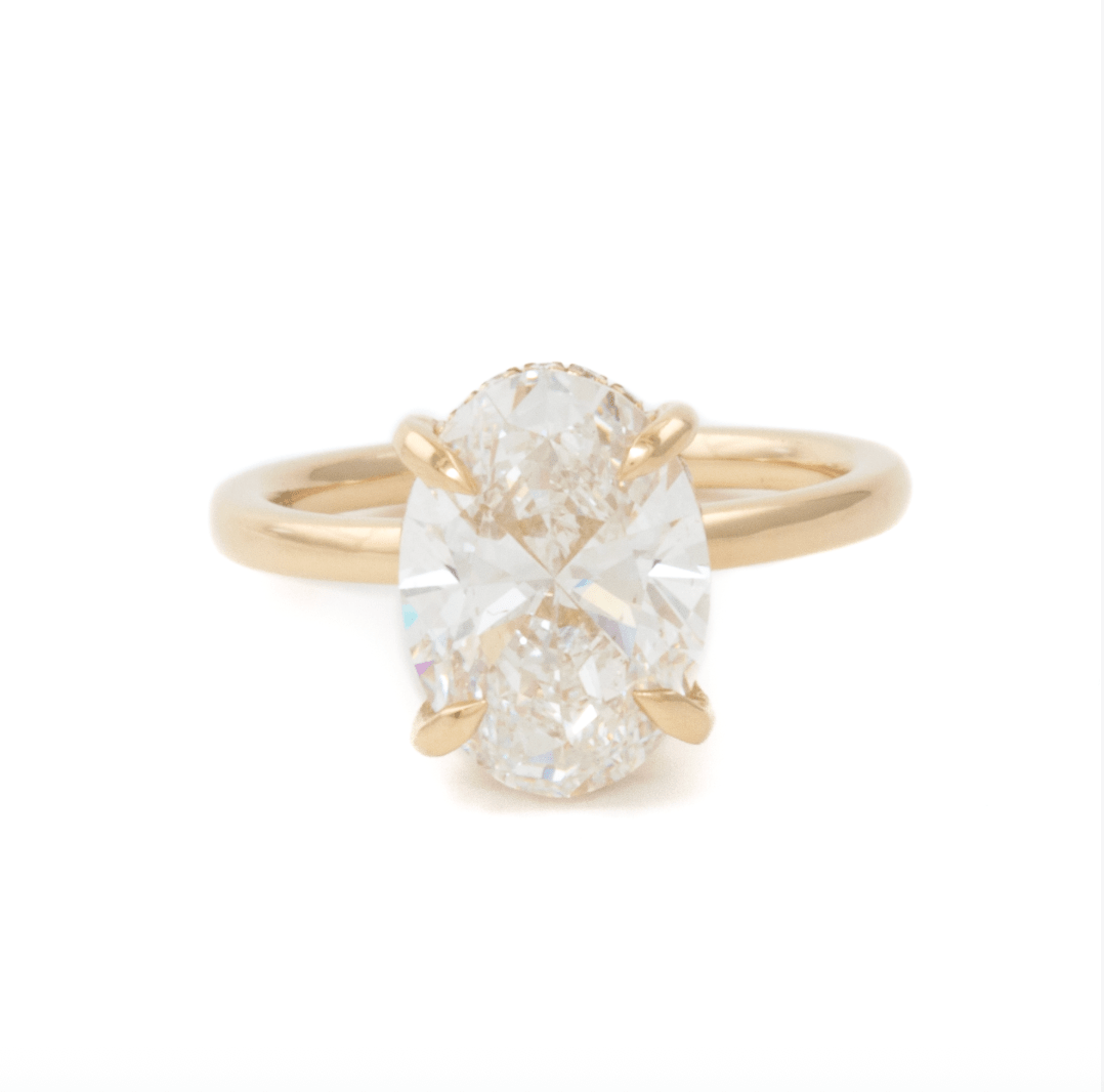 14k 3.51ct E VS1 Solitaire Oval Hidden Halo Engagement Ring - Kingdom Jewelry