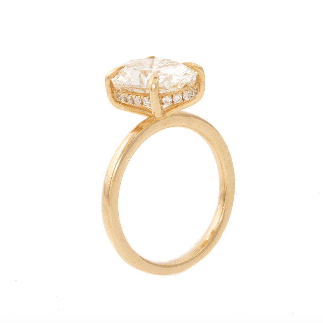 14k 3.51ct E VS1 Solitaire Oval Hidden Halo Engagement Ring - Kingdom Jewelry