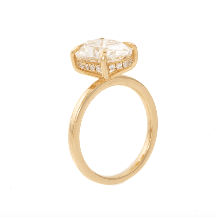 14k 3.51ct E VS1 Solitaire Oval Hidden Halo Engagement Ring - Kingdom Jewelry