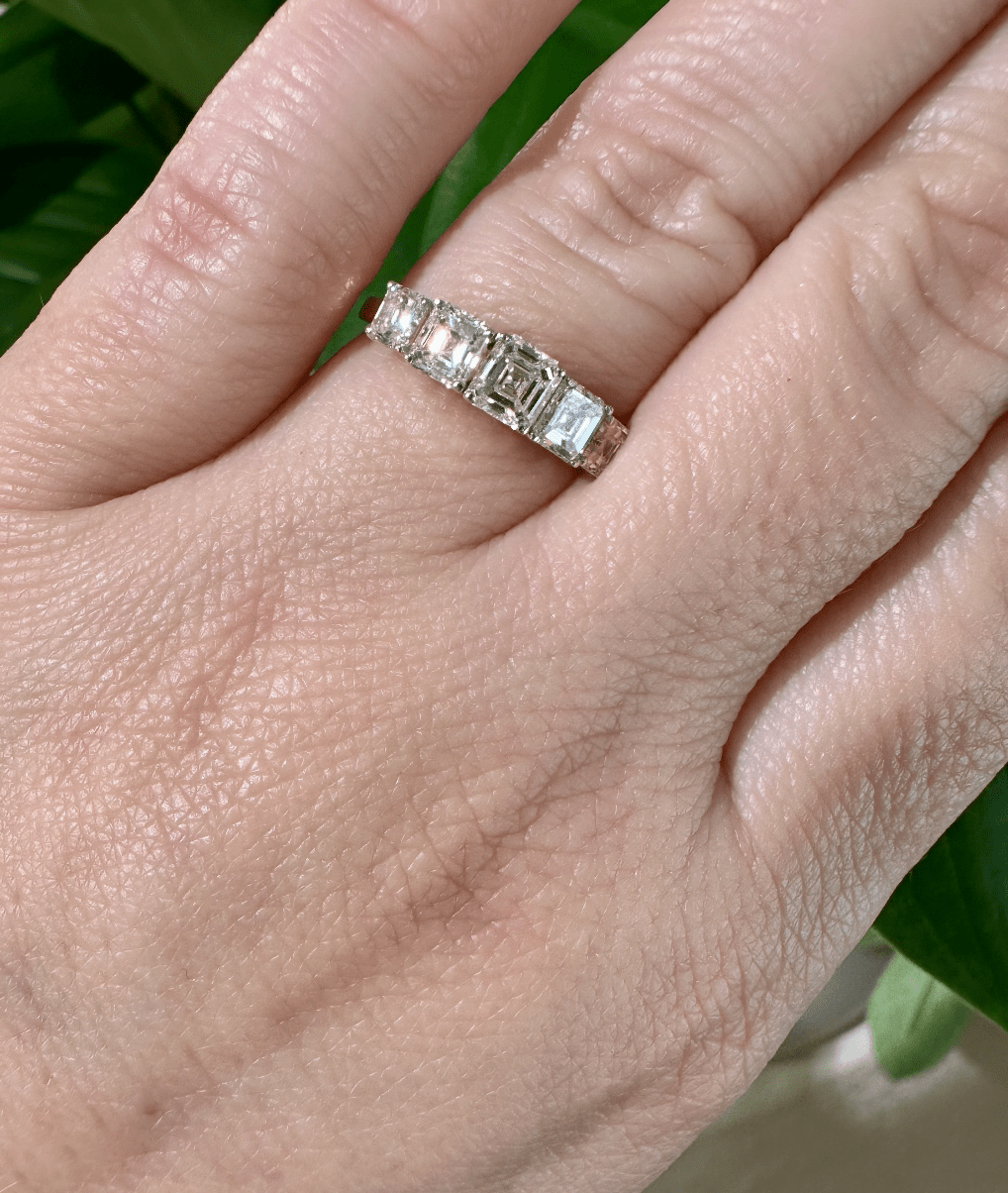 14K 5 Stone Asscher 1.59 ctw Lab Dia - Kingdom Jewelry