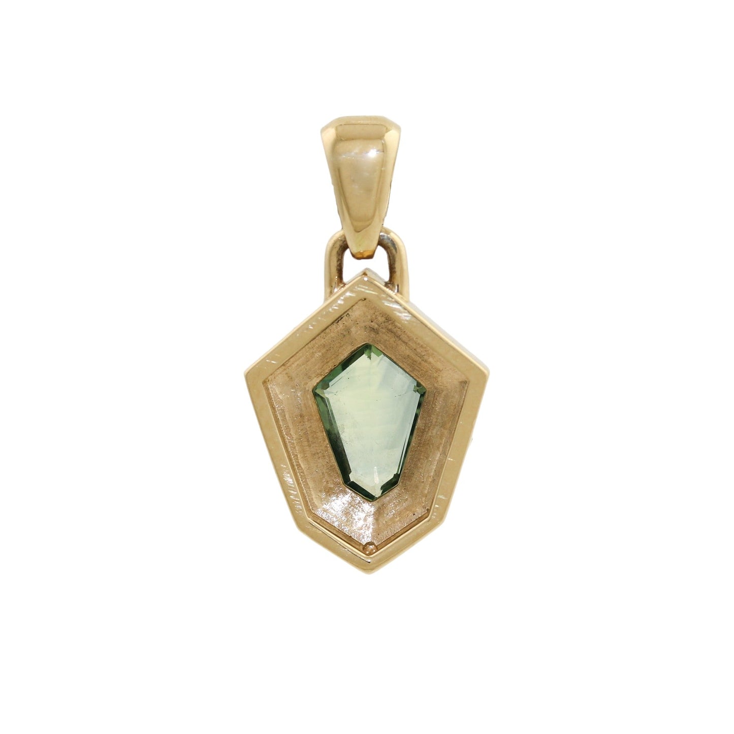 14k Art Deco Teal Sapphire Pendant - Kingdom Jewelry