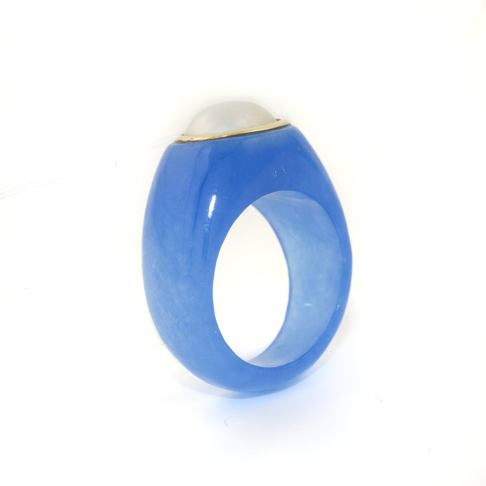 
                  
                    14k Bezel x Carved Blue Jade & Pearl Sing - Kingdom Jewelry
                  
                