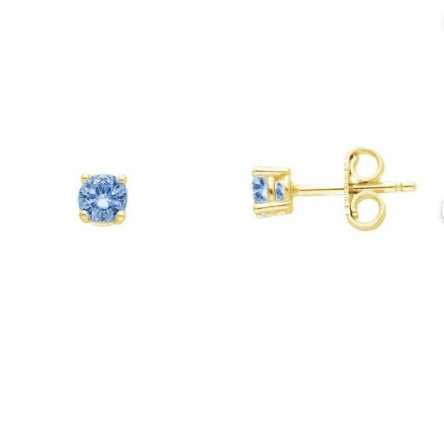 14K Cornflower Blue Sapphire Studs 4mm - Kingdom Jewelry