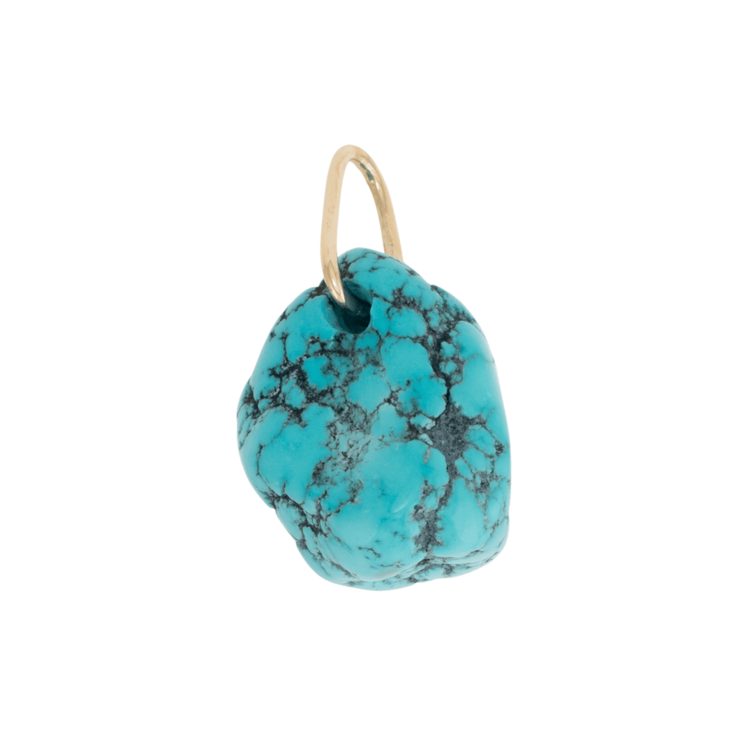 14k Gold Bail x Natural Hubei Turquoise Bubbly Nugget Pendant - Kingdom Jewelry