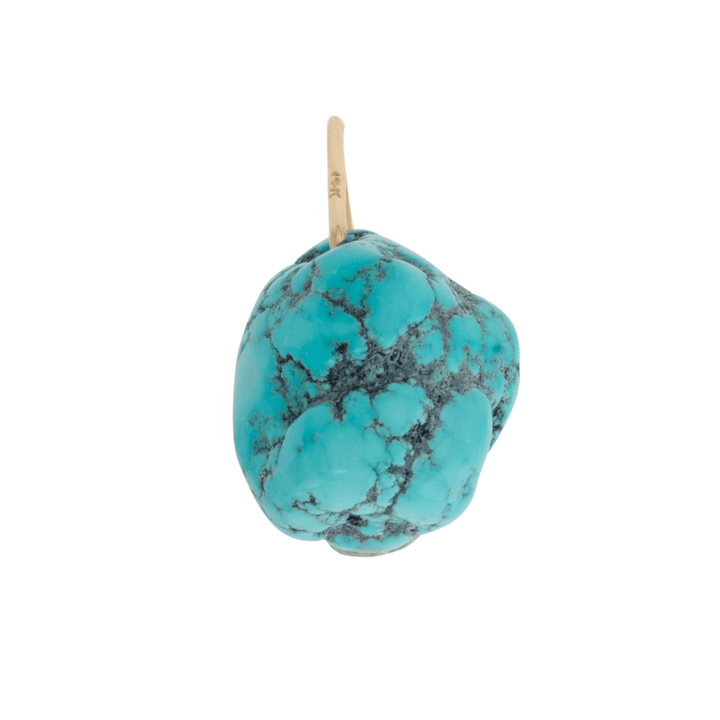 14k Gold Bail x Natural Hubei Turquoise Bubbly Nugget Pendant - Kingdom Jewelry
