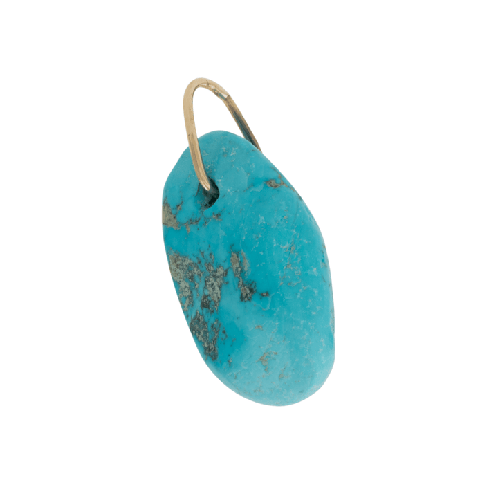 14k Gold Bail x Natural Kingman Turquoise Boulder Pendant - Kingdom Jewelry