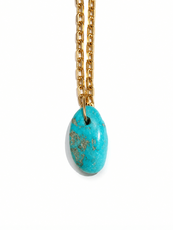14k Gold Bail x Natural Kingman Turquoise Boulder Pendant - Kingdom Jewelry