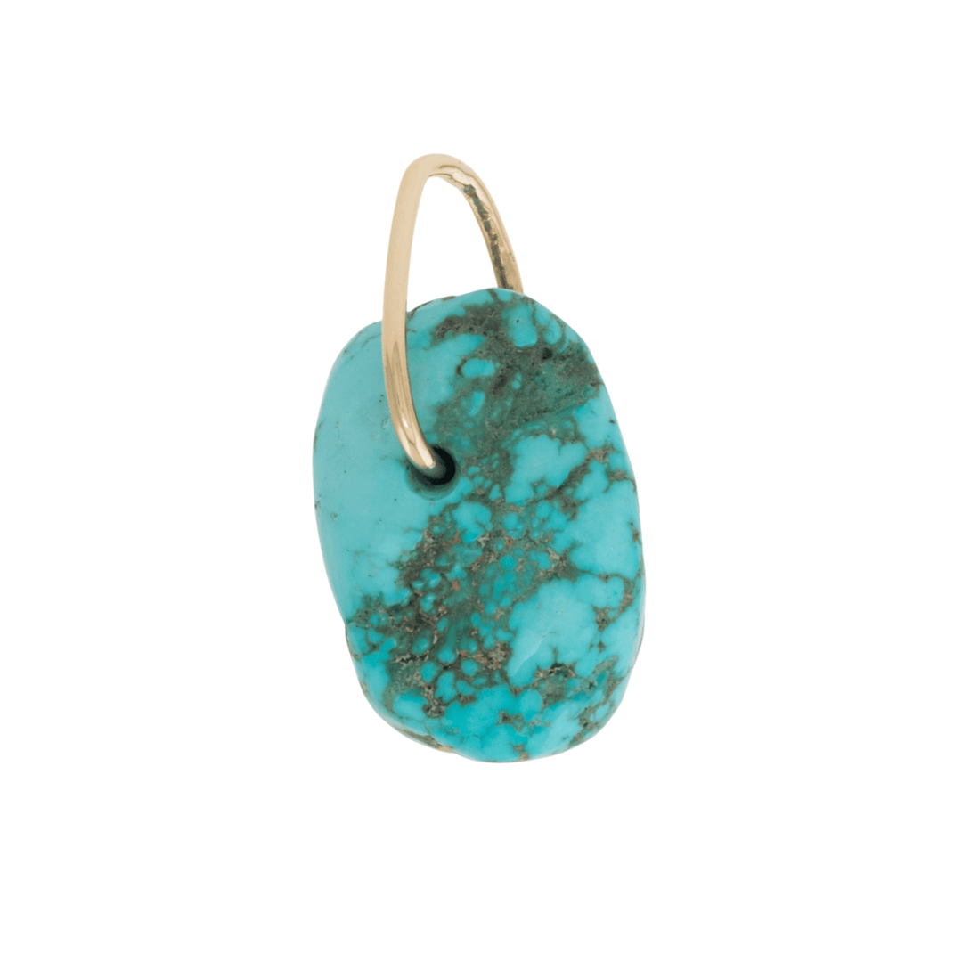 14k Gold Bail x Natural Royston Turquoise Boulder Pendant - Kingdom Jewelry