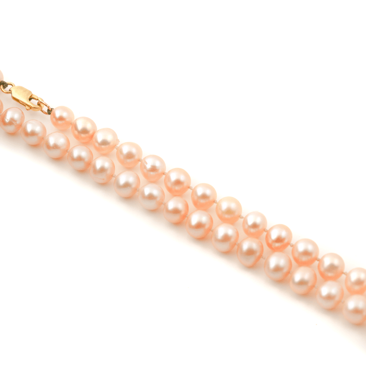 14k Gold Clasp x 18" ½ Round Pink Pearl Strand Necklace - Kingdom Jewelry
