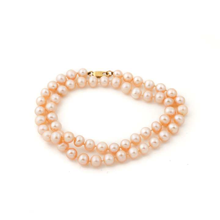 14k Gold Clasp x 18" ½ Round Pink Pearl Strand Necklace - Kingdom Jewelry