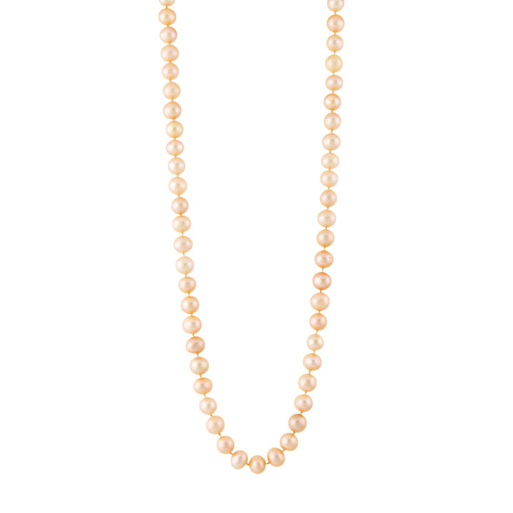 14k Gold Clasp x 18" ½ Round Pink Pearl Strand Necklace - Kingdom Jewelry