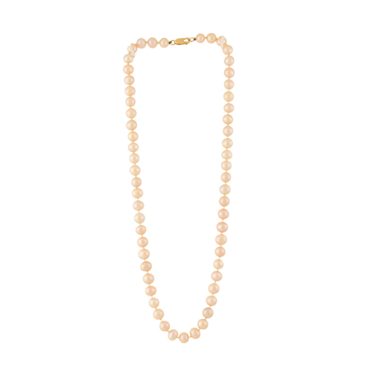 14k Gold Clasp x 18" ½ Round Pink Pearl Strand Necklace - Kingdom Jewelry
