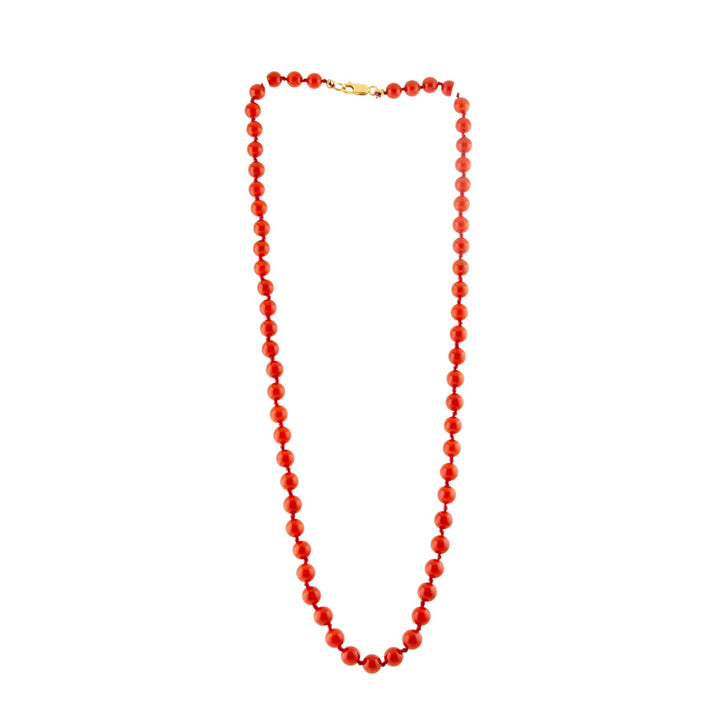 14k Gold Clasp x 21" Italian Red Coral Beaded Necklace - Kingdom Jewelry
