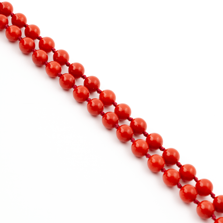 14k Gold Clasp x 21" Italian Red Coral Beaded Necklace - Kingdom Jewelry