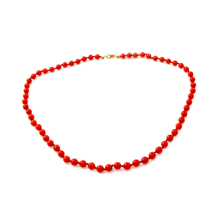 14k Gold Clasp x 21" Italian Red Coral Beaded Necklace - Kingdom Jewelry