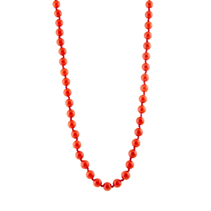 14k Gold Clasp x 21" Italian Red Coral Beaded Necklace - Kingdom Jewelry