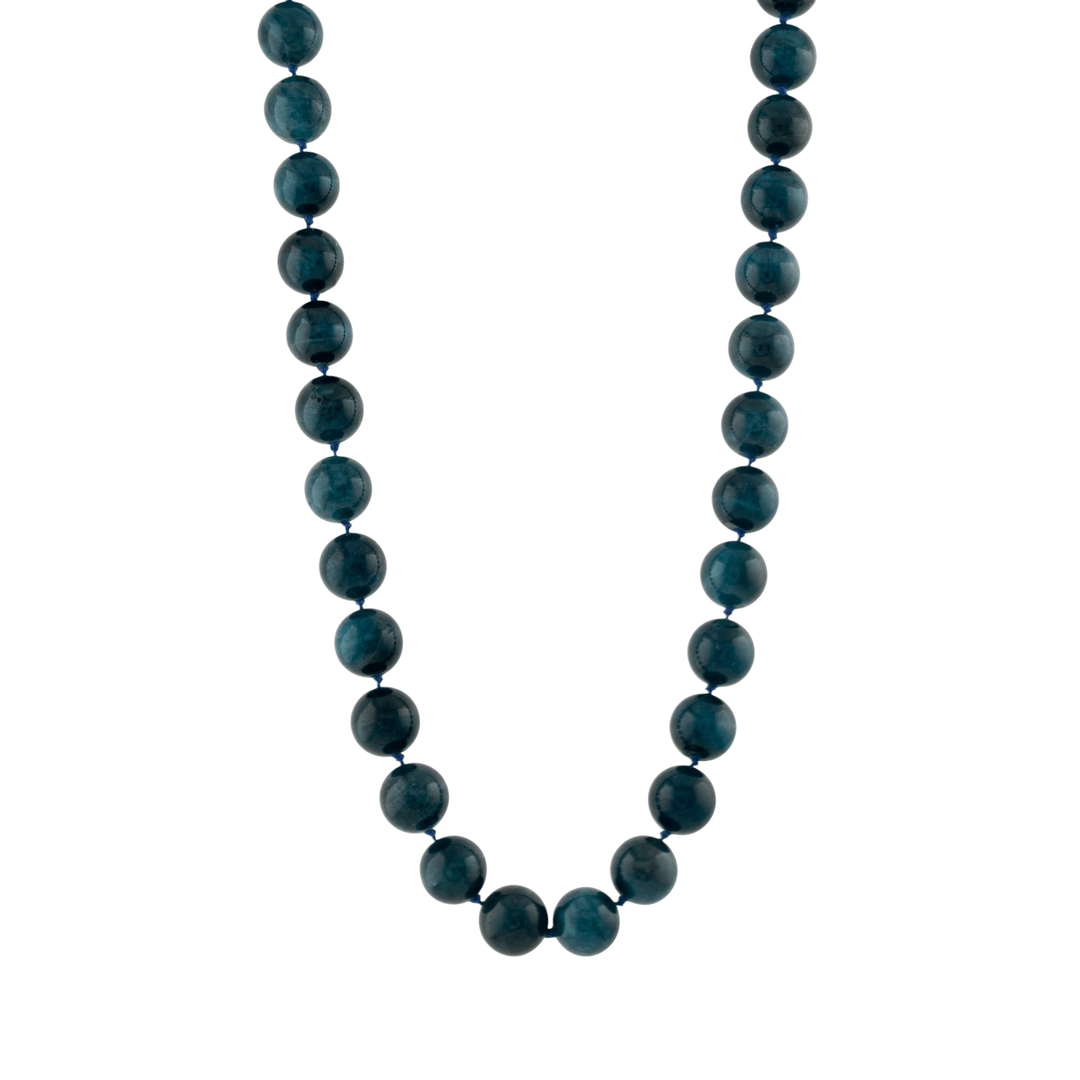 14k Gold Clasp x Dark Blue Cat's Eye Kyanite Beaded Necklace - Kingdom Jewelry