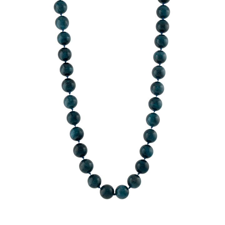 14k Gold Clasp x Dark Blue Cat's Eye Kyanite Beaded Necklace - Kingdom Jewelry